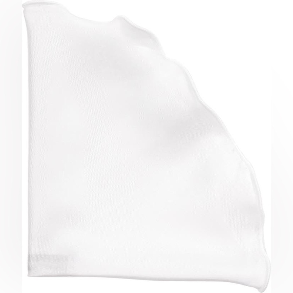 EDWARD ARMAH SILK ROUND POCKET CIRCLE SQUARE WHITE NWOT